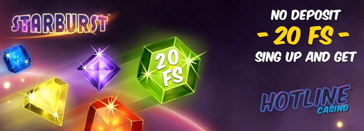 Бездепозитный бонус за регистрацию 20 фриспинов в казино HotLine